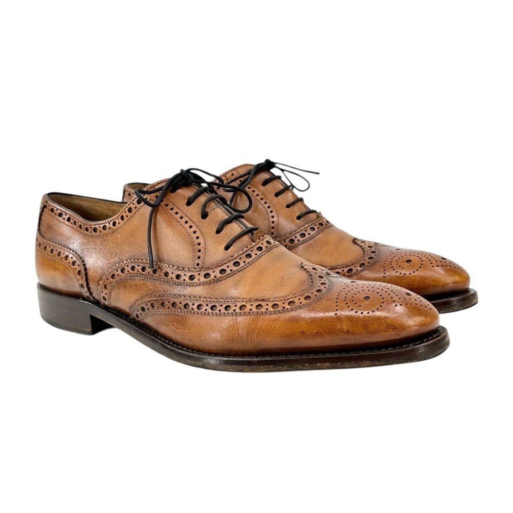 Botticelli Italian Designer Brown Wingtip Oxford Brogue Leather Laceup Shoes